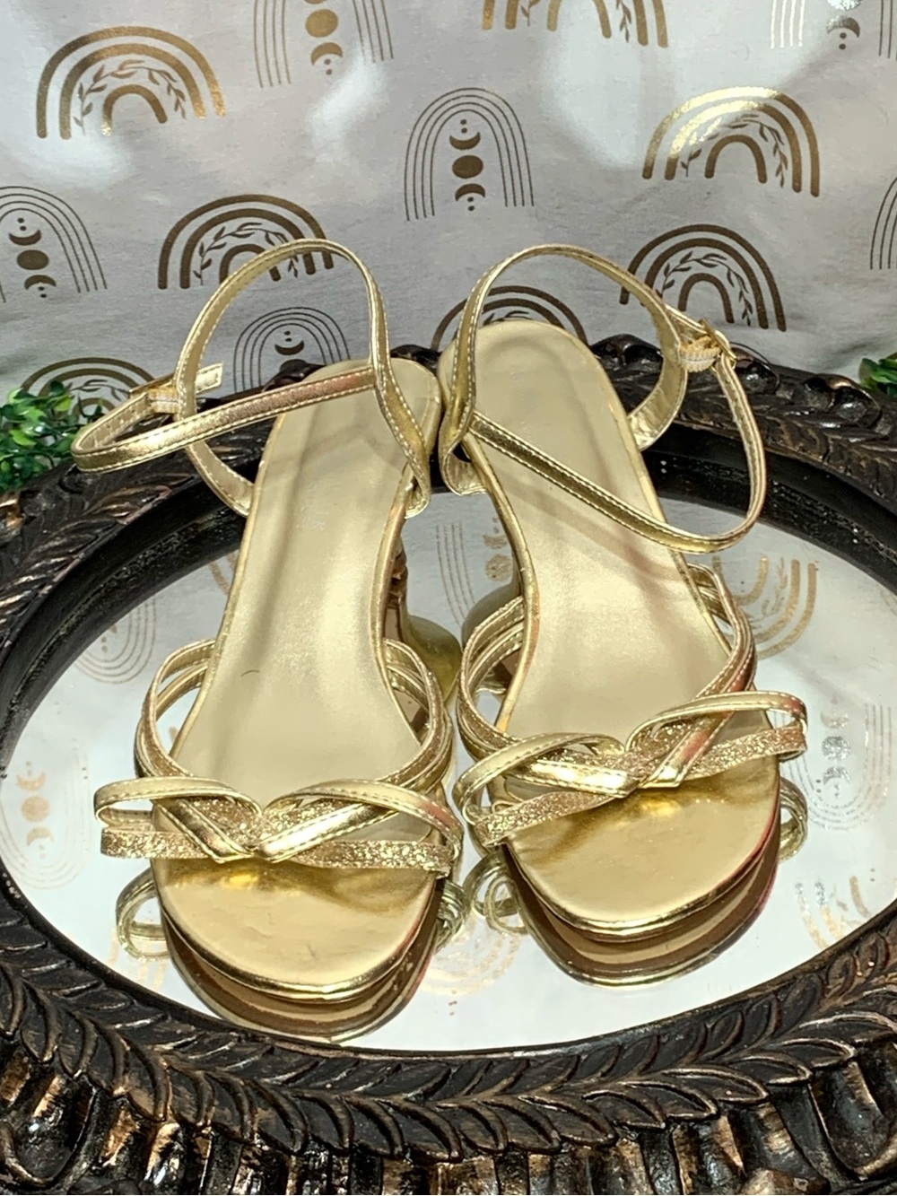 Benjamin Walk Metallic Gold Strappy Dress Sandals